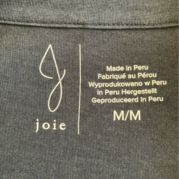 Joie Blue Long Sleeve Polo Top Split V-neck - Picture 6 of 6